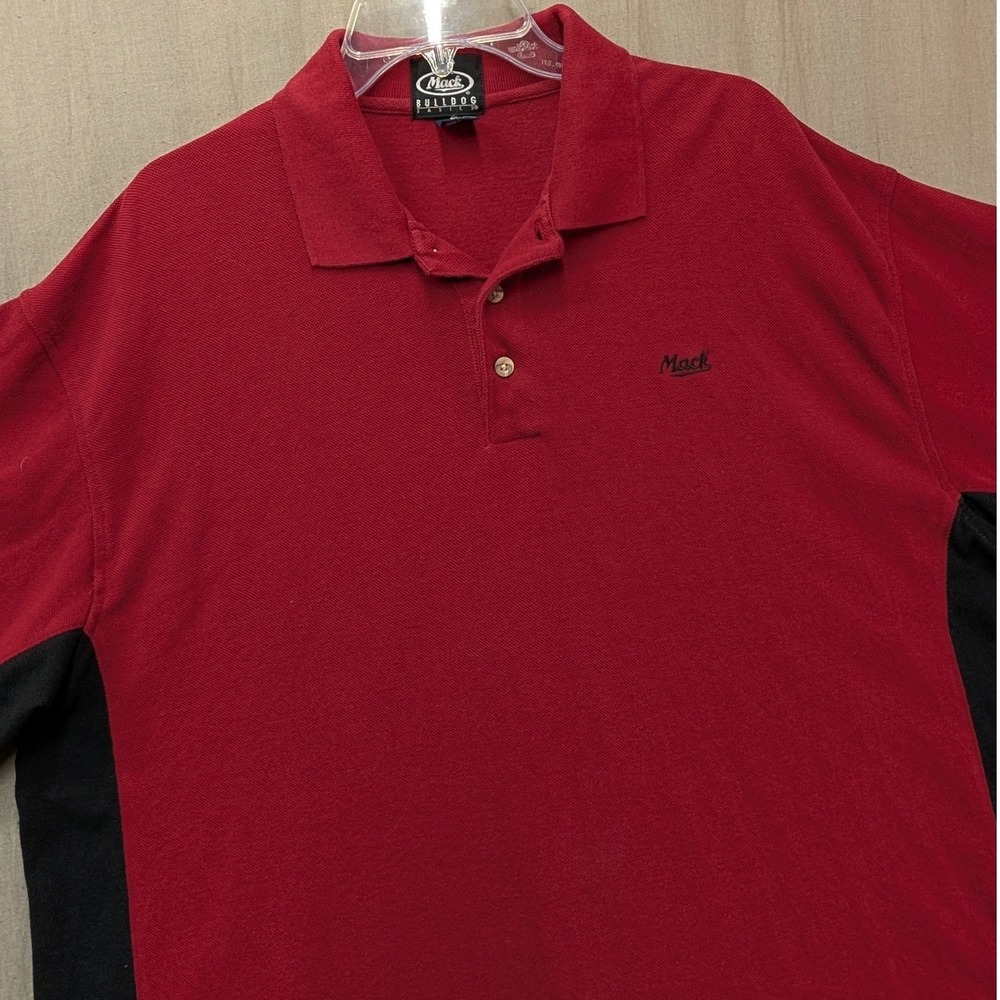 Mack Trucks Bulldog Basic Polo Shirt Mens 2X Red Black Colorblock Pique Logo
